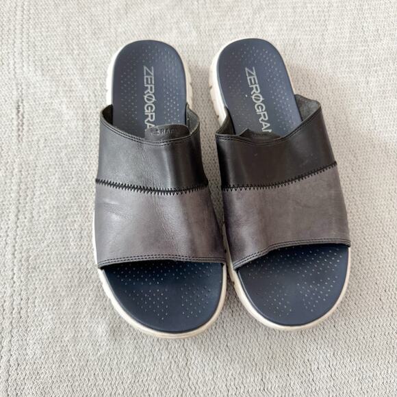 Cole Haan Black + Blue Colorblock Zero Grand Slide On Sandals - Men's 12 - Picture 1 of 8